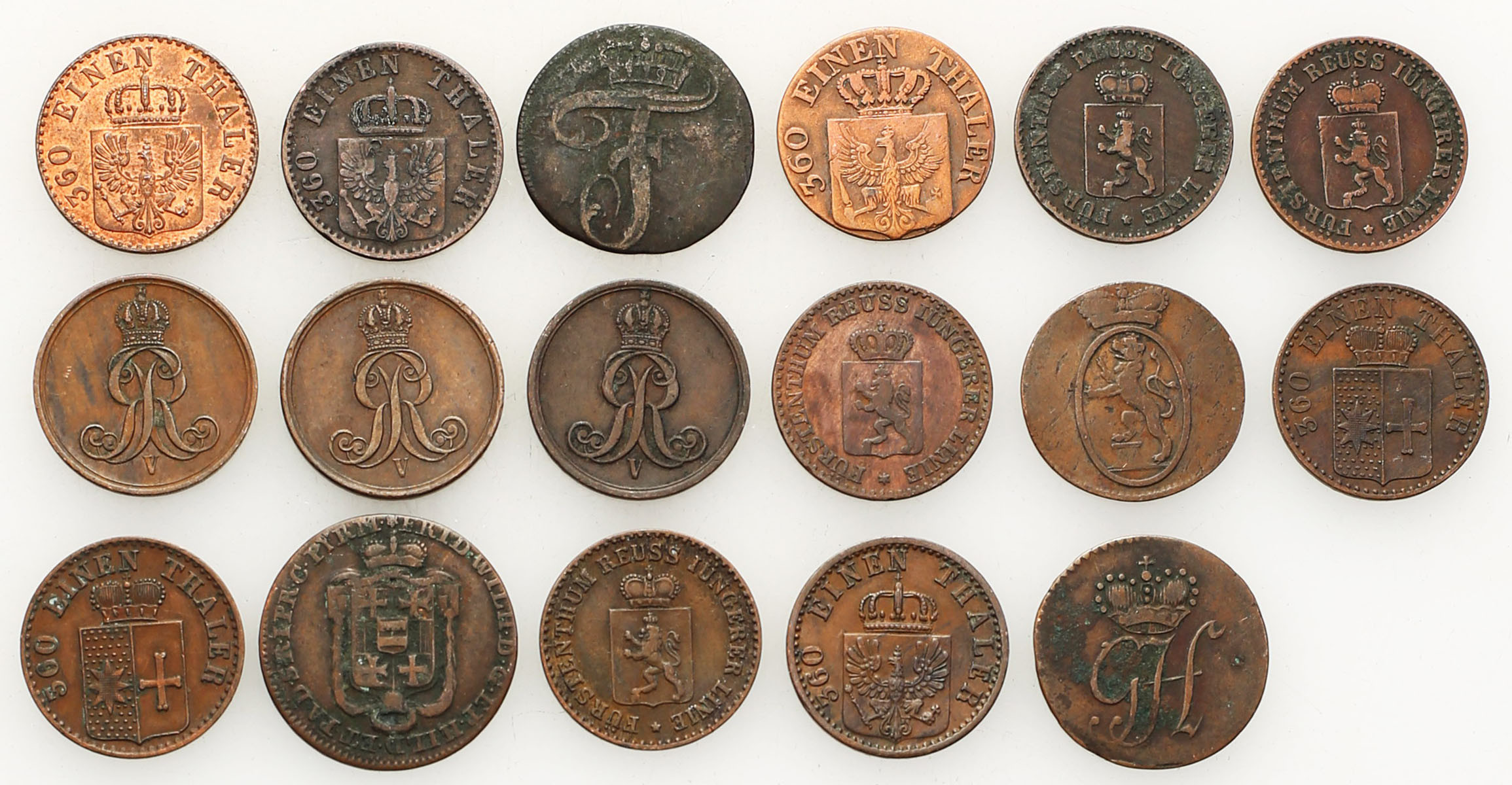 Niemcy. 1 fenig 1786 - 1868, zestaw 17 monet